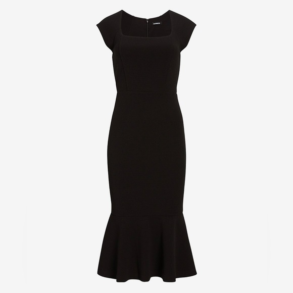 Express, Square Neck Peplum Midi Sheath Dress - Picture 6 of 6
